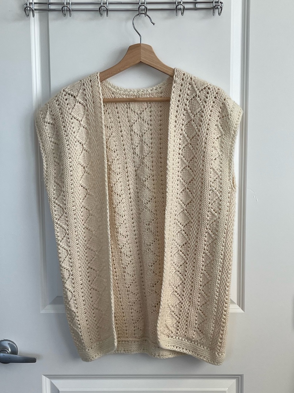 Classic Open-Front Knit Vest - Cream